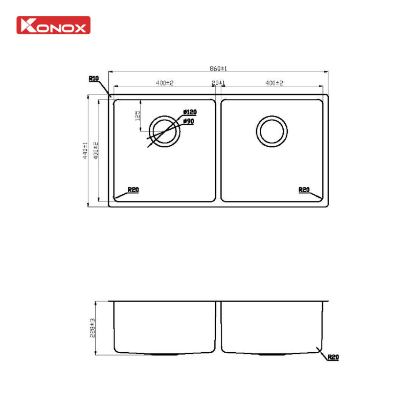 CHẬU RỬA BÁT KONOX TURKEY SINK VIGO 860