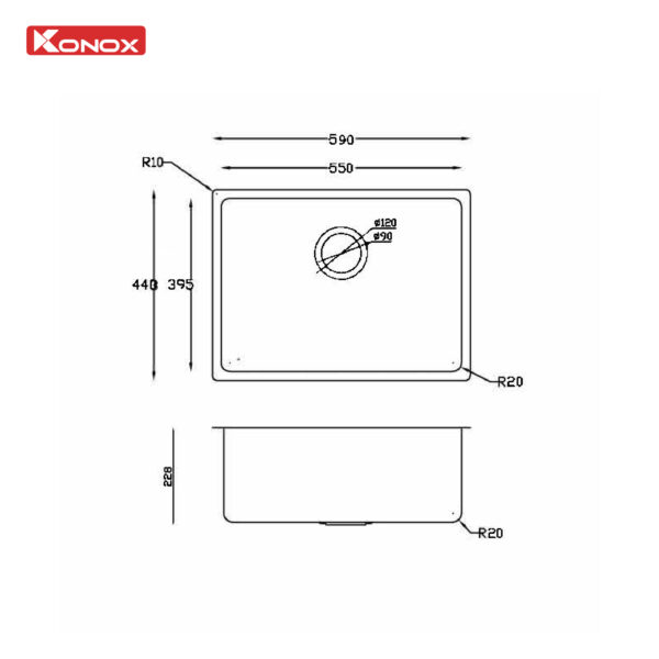CHẬU RỬA BÁT KONOX TURKEY SINK NERON 590U