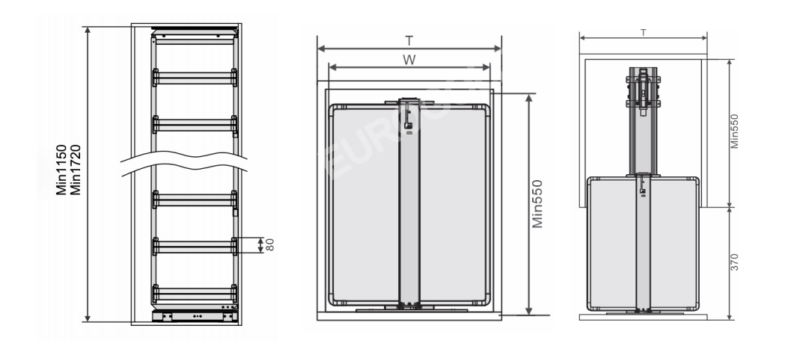 TỦ KHO INOX HỘP CÁNH RÚT EUROGOLD EKR15640