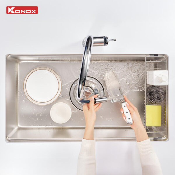 CHẬU RỬA BÁT KONOX WORKSTATION SINK DEKOR KN8044SU - 10 CHẬU RỬA BÁT KONOX WORKSTATION SINK DEKOR KN8044SU - 9