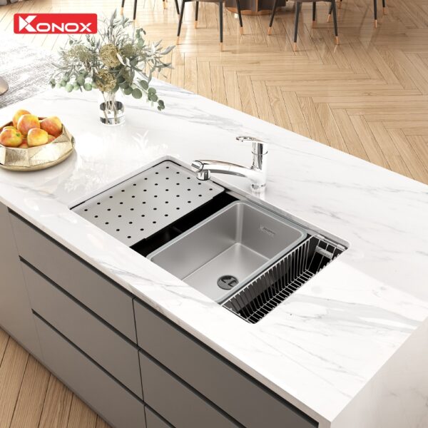 CHẬU RỬA BÁT KONOX WORKSTATION SINK DEKOR KN8044SU - 6 CHẬU RỬA BÁT KONOX WORKSTATION SINK DEKOR KN8044SU - 5
