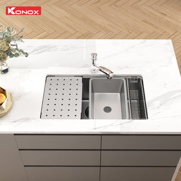 CHẬU RỬA BÁT KONOX WORKSTATION SINK DEKOR KN8044SU - 48 CHẬU RỬA BÁT KONOX WORKSTATION SINK DEKOR KN8044SU