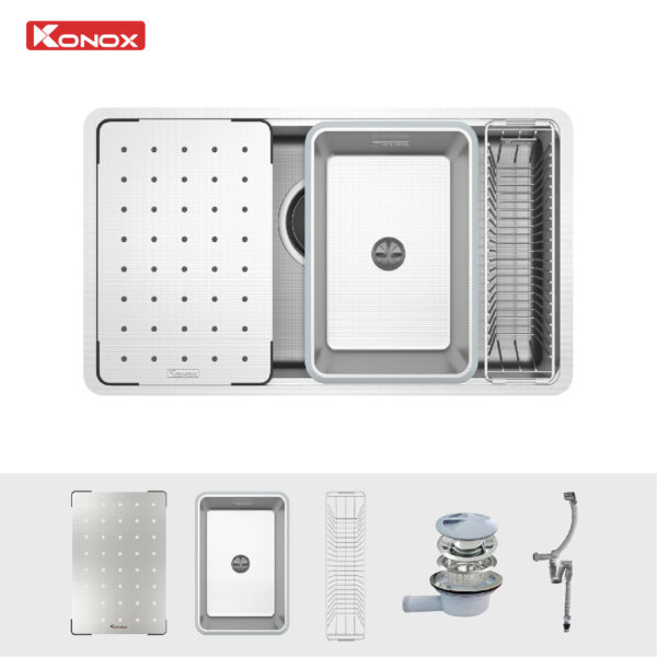CHẬU RỬA BÁT KONOX WORKSTATION SINK DEKOR KN8044SU - 24 CHẬU RỬA BÁT KONOX WORKSTATION SINK DEKOR KN8044SU - 23